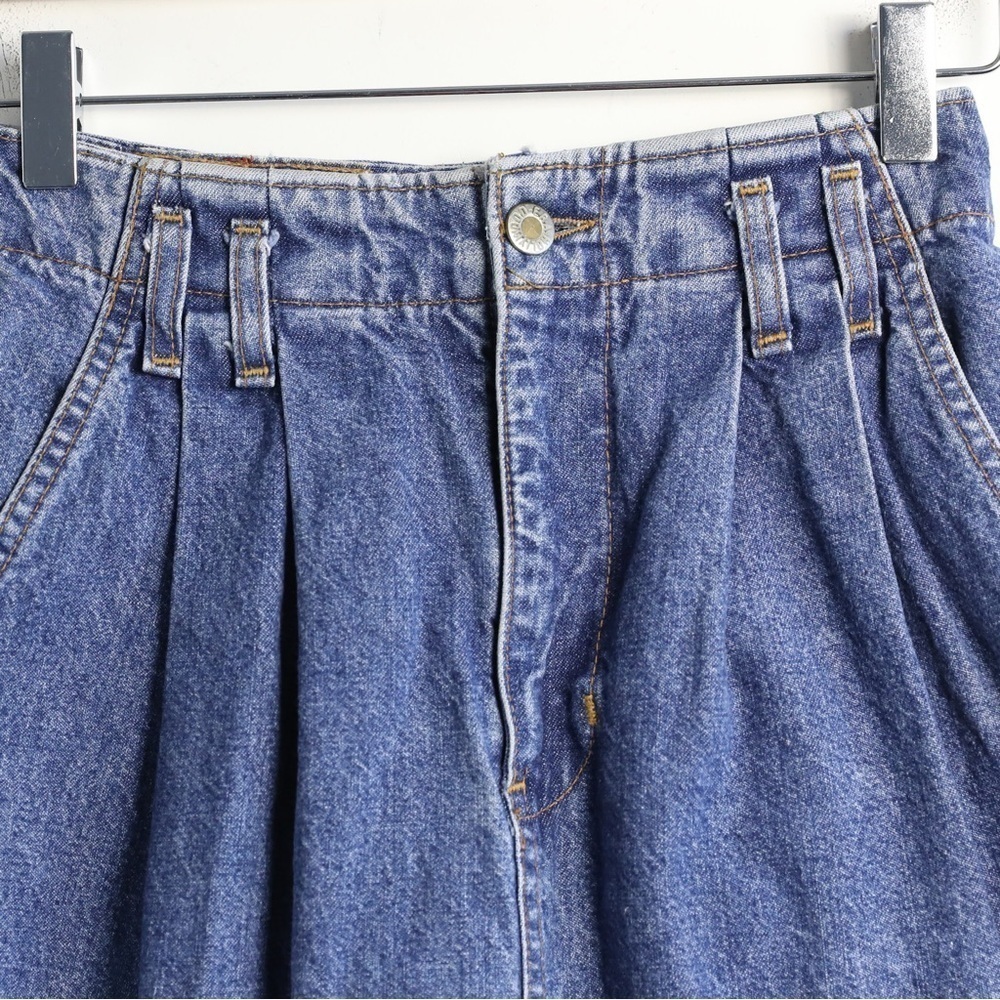 Vintage 80s 90s Hollywood Era denim mini skirt high waist XS XXS - Picture 6 of 8
